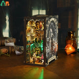 3D Wooden Puzzle DIY Miniature Kit for Insert Decoration - Book Nook Kit. Magic Book House Stand for Bookshelf.