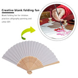 50 pcs/lot White Folding Elegant Paper Hand Fan Wedding Party Favors 21cm(white)