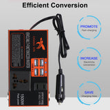 RV Socket Outlets DC 12V/24V to AC 110V/220V Camper Car Inverter Power Adapter Converter Cigar Lighter Plug USB Chargers 8 Ports