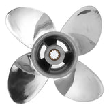 Marine Outboard Propeller 4 Blades 10 Spline Teeth Fit for HONDA 25-30HP 3in Gearcase Stainless Steel Propeller