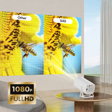 S40 1080P WiFi BT5.2 Android 11 System 180° Rotatable Movie Projector with 120in Display Screen Mirror Technique