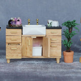 1:12 Dollhouse Bathroom Sink With Cabinet Basin Set Dolls House Miniature Kitchen Furniture