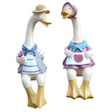 2 Pcs Sitting Couple Duck Cute Resin Duc Lovely Sculptures for Home Office Patio Lawn Yard Ornaments