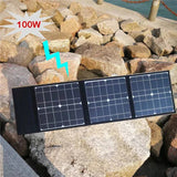 18V 100W Foldable Solar Panel DC+USB Fast Charge Portable Solars Battery Charger Power Bank for Phone Camping Van RV Outdoor