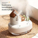 1pc, Windmill Music Humidifier, Dual Spray Wireless Mini Desktop Cute Windmill Air Humidifier, 21.98oz Small Cool Mist Humidifier