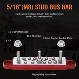 DaierTek Power Distribution 12V 250A 5/16" Stud Marine Bus Bar Terminal Block 12 Volt DC Battery Busbar with Cover