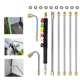 Pressure Washer Wand Car Wash Gun Extension 9 Pack - With 6 Nozzles, 60° & 90°, Curved Rod, 1/4'' Quick Connect