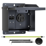 50 Amp Outlet with Breaker Weatherproof 125/250V 14-50R Receptacle Lockable Electrical Power Box for RV Camper