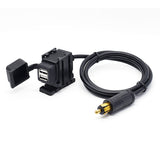 Motorcycle 4.2A Dual USB Charger Socket Power Adapter With 160cm Cable for DIN Hella Plug Phone iPhone / GPS