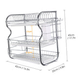 Multi-functional 3-Tier Dish Storage Draining Rack - Kitchen Supplies with Chopstick/Knife/Cutting Board Holder