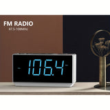 1pc Alarm Clock With FM Radio, USB Charging, 4.57cm Ice Blue LED Display, Night Light, Dual Alarm, Snooze, Dimmer Control, Bedside Office Electronic Clock ITOMA CKS508-EU