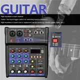 4 Channel USB Audio Mixer Wireless Microphone Studio Sound Mixers with Bluetooth DJ Console Mi for Karaoke