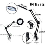 Fast Shipping Glass LED Adjustable Clip on Desk Magnifier Lamps with 3 Colors Illuminated USB Magnifying Lamp