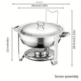 Set, Stainless Steel Chafing Dish Buffet Set, 4.5L Round Catering Chafer Warmer Set With Tray, Pan, Lid, Stand