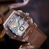 PINTIME Men's Watch Top Brand Luxury Transparent Case Hollow Dial Quartz Watch Waterproof Sport Calendar Wristwatch Reloj