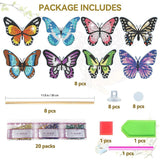 8Pcs Diamond Painting Kit For Garden Decor,Butterfly Stakes Diamond Art,Butterflies For Crafts