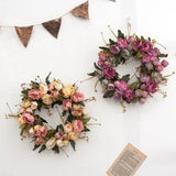 Simulation Garland Door Artificial Silk Peony Flower Wreath Wedding Decoration Window Layout