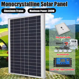 300W 18V Aluminum Monocrystalline Solar Panel - Dual USB Portable Generator for Phone, Laptop, Camper