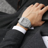 PINTIME Luxury Men's Crystal Watch Full Bling Diamond Analog Quartz Watches for Man Stainless Steel Strap Waterproof Wristwatch