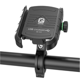 12-24V Motorcycle Phone Charger QC 3.0 Handlebar/ Rear-View Mirror 4-7 Inch Cellphone Holder with Aluminium Mount Base