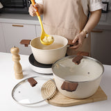 1pc, Stone Soup Pot, Non-stick Double-ear Stone Soup Pot, Composite Pan Bottom Cooking Pot, Induction Bottom Stew Cooking Pot