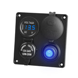 4 in 1 Panel Type-c PD C QC3.0 USB Voltmeter & Cigarette Lighter Socket Waterproof Switch for Truck Car Marine Boats