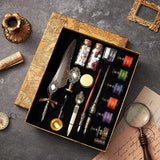 17pcs Antique Sprinkg Feather Dip Pens Ink Vintage Calligraphy Pen Set Fountain Art Supplies Crafts Gifts for Student DIY
