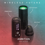 Ambition Soldier Wireless Tattoo Pen Machine Battery with Portable Power coreless Motor Digital LED Display For Body Art
