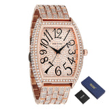 PINTIME Men Watch Iced Out Diamond Big Dia Barrel-Shaped Dial Hip Hop Relogios Fashion Quartz Wristwatch Waterproof Reloj Hombre