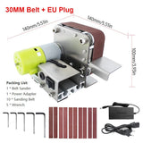 25MM/30MM Mini Belt Sander Electric Grinding hine 7 Speed 10 Sanding Belts for Polishing Wood Acrylic Metal