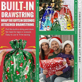 15Pcs Drawstring Bags 2024 Merry Santa Claus Gift Large Candy Cookie Packaging Bag Christmas Decora