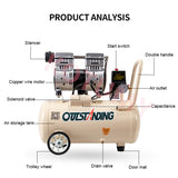 8L/30L 220V Silent Oil-Free Small Industrial High-Pressure Pump Car Air Compressor