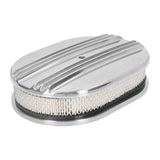 Cleaner Half Finned Polished Aluminum Alloy Fits for 5 1/8in Carburetors Oval 12in Car Air Filter