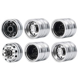 6Pcs Metal Front & Rear Hub Wheel Rim 10 Spoke For 1/14 Tamiya Trailer Tractor Truck RC Crawler Car Upgrade Parts