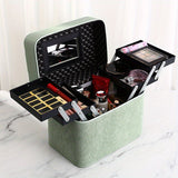 1pc Large Capacity Makeup Case with Double-Layer Tray - Portable Cosmetic Storage Box for Beauty Products