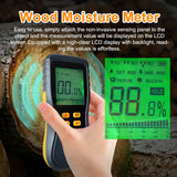 Non-Destructive Moisture Meter LCD Digital Humidity Tester with LED Backlight Support 4 Working Modes for Wood Materials