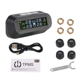 Car TPMS Solar/USB Powered Digital LCD Display Auto Security Alarm Tire Pressure Monitoring System Tyre Tester Accessories