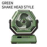 20000mAh High-Capacity Battery LED Light Shaking Head Camping Fan Movable Wireless Air Circulators Outdoor Ventilador with Hook