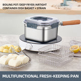 316 Multifunctional Stainless Steel Frying Pan with Outdoor Preservation Box - Portable 2500ML Deep Fryer