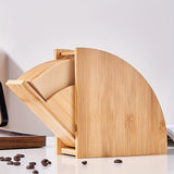 1pc, Bamboo Coffee Filter Holder, Renewable Stand Container Dispenser Rack Shelf For Square Cone-shaped And Flat-bottomed