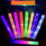 9pcs Halloween Light-Up Foam Stick Decoration Sponge Fluorescent Stic Glow With Battery Party Wedding Festival Decor Supplies