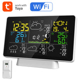 Tuya WIFI Station 7.5Inch Display Thermometer Hygrometer Indoor Outdoor Rain/Wind Gauge Weather Forecast US Plug