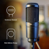 Audio AT2020 Cardioid Condenser Microphone 20-20000Hz Three Pin XLRM Male Microphone for Recording Anchor Karaoke MIC