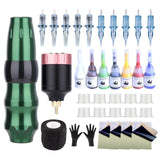 hine Set Complete Mini Rocket Rotary Pen Suit Cartridge Needles Wireless Tattoo Power Supply Professional Makeup Kit