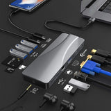14 in 1 Hub Triple Display USB Docking Station with 2 4K HDMI VGA Gigabit Ethernet Power Delivery Type C Port hub