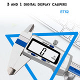 0-150mm Electronic Digital Stainless Steel Slide Caliper Measuring Tool Large LCD Screen 3 Measurement Units Switchable