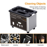 800ml Digital Ultrasonic Cleaner - 60W Stainless Steel Bath, 110V/220V, Degas Function for Household Use - Ideal for Watches and Jewelry
