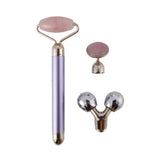 3 In 1 Electric Stainless Steel Beauty Facial Roller Set Face Lifting Skin Care Eyes Nose Arms Legs Body Massager
