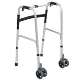 2pcs Wheels Adjustable Height Replacement Walker Feet Caster with Brake Wheel for Seniors Disabled People