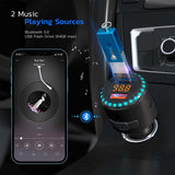 QC3.0 Car Audio MP3 Player Wireless Bluetooth 5.0 FM Transmitter Dual USB Fast Charger Handsfree Car Kit U Disk Music Play